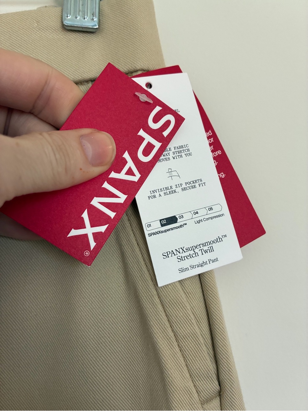 SPANX Supersmooth Stretch Twill Slim Straight Pants size medium Sandbar - Picture 2 of 9